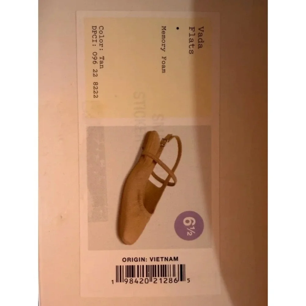 A New Day Vada Tan Square Toe Slingback Mary Jane Ballet Flats Memory Foam 6.5